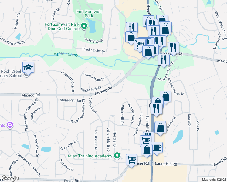 map of restaurants, bars, coffee shops, grocery stores, and more near 153 Weatherby Landing Drive in O'Fallon