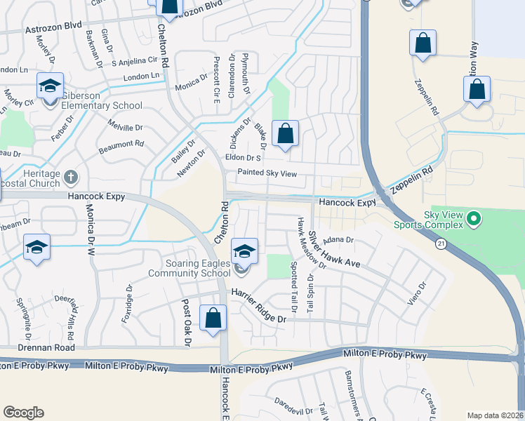 map of restaurants, bars, coffee shops, grocery stores, and more near 3027 Shikra View in Colorado Springs