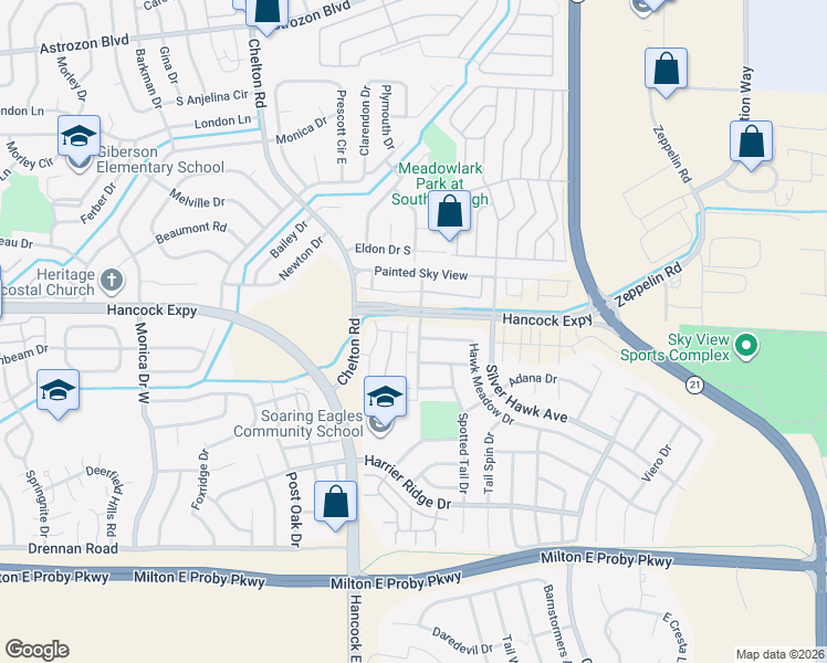 map of restaurants, bars, coffee shops, grocery stores, and more near 3019 Shikra View in Colorado Springs