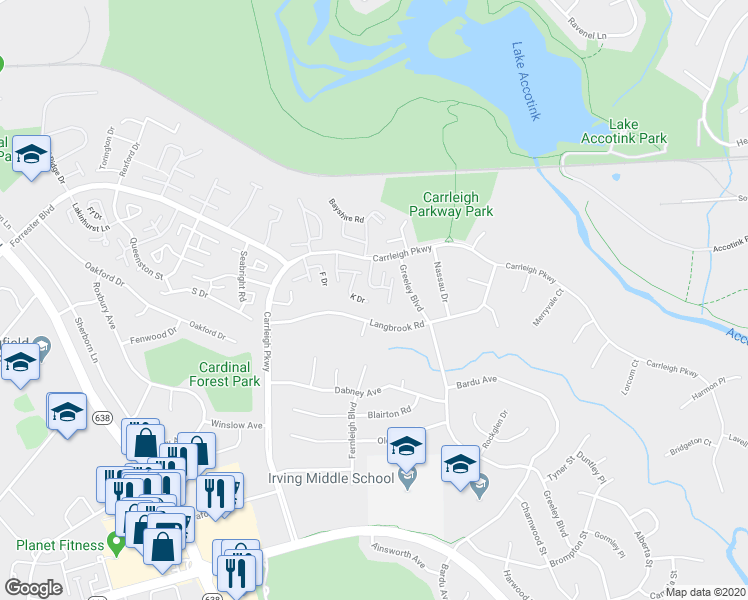 map of restaurants, bars, coffee shops, grocery stores, and more near 6042 Haverhill Court in Springfield