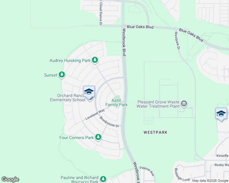 map of restaurants, bars, coffee shops, grocery stores, and more near 2621 Mead Way in Roseville