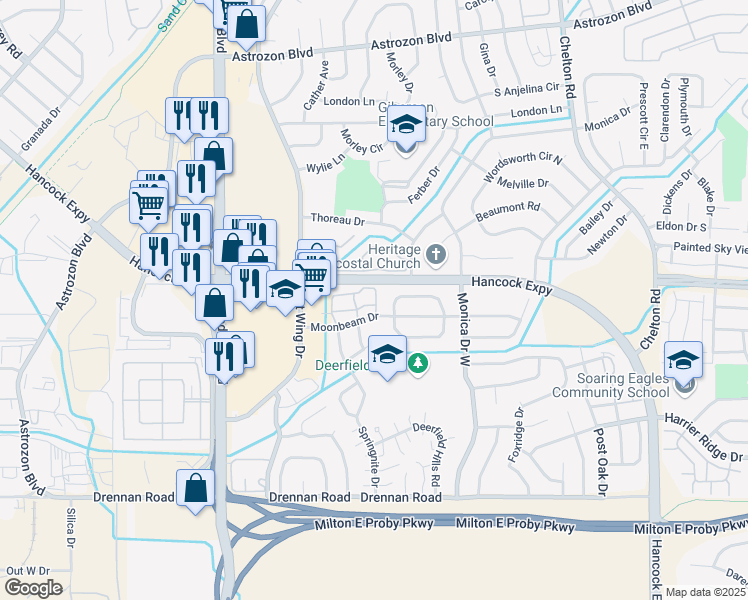 map of restaurants, bars, coffee shops, grocery stores, and more near 3123 Starlight Circle in Colorado Springs