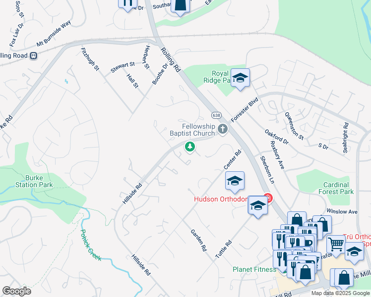 map of restaurants, bars, coffee shops, grocery stores, and more near 6000 Timber Hollow Lane in West Springfield