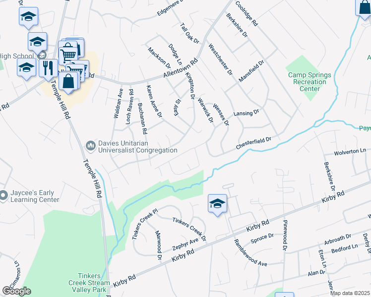 map of restaurants, bars, coffee shops, grocery stores, and more near 5212 Lansing Drive in Temple Hills