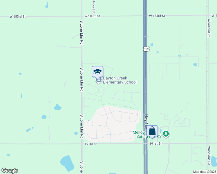 map of restaurants, bars, coffee shops, grocery stores, and more near 18780 U.S. 169 in Spring Hill