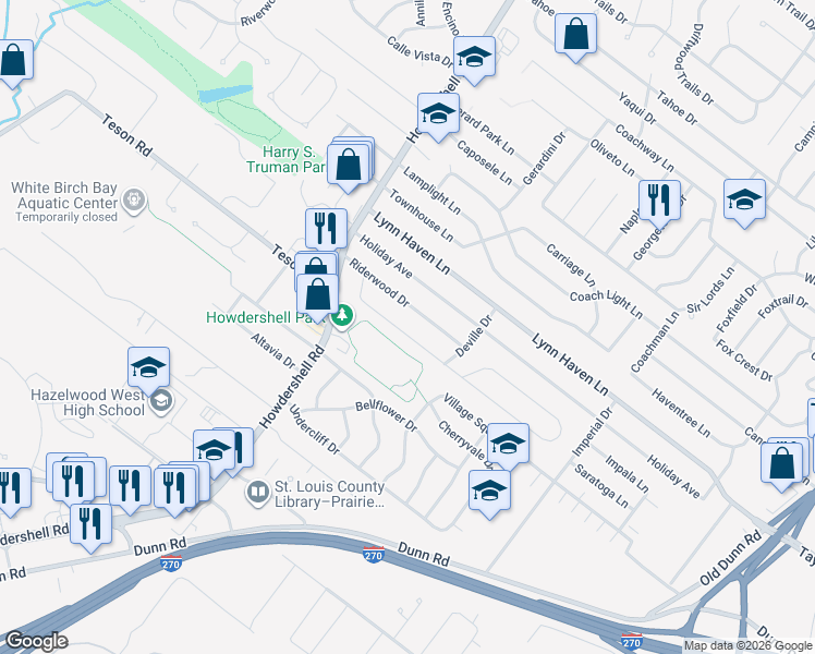 map of restaurants, bars, coffee shops, grocery stores, and more near 827 Teson Road in Hazelwood