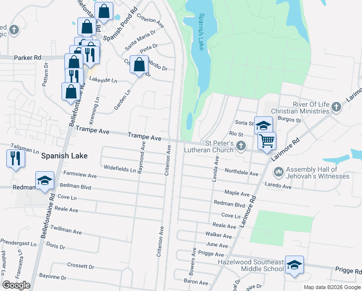 map of restaurants, bars, coffee shops, grocery stores, and more near 11981 Bridgevale Avenue in St. Louis