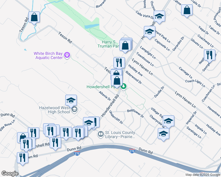 map of restaurants, bars, coffee shops, grocery stores, and more near 921 Chula Drive in Hazelwood