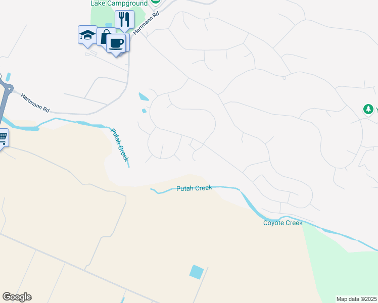 map of restaurants, bars, coffee shops, grocery stores, and more near 19675 Old Creek Road in Hidden Valley Lake
