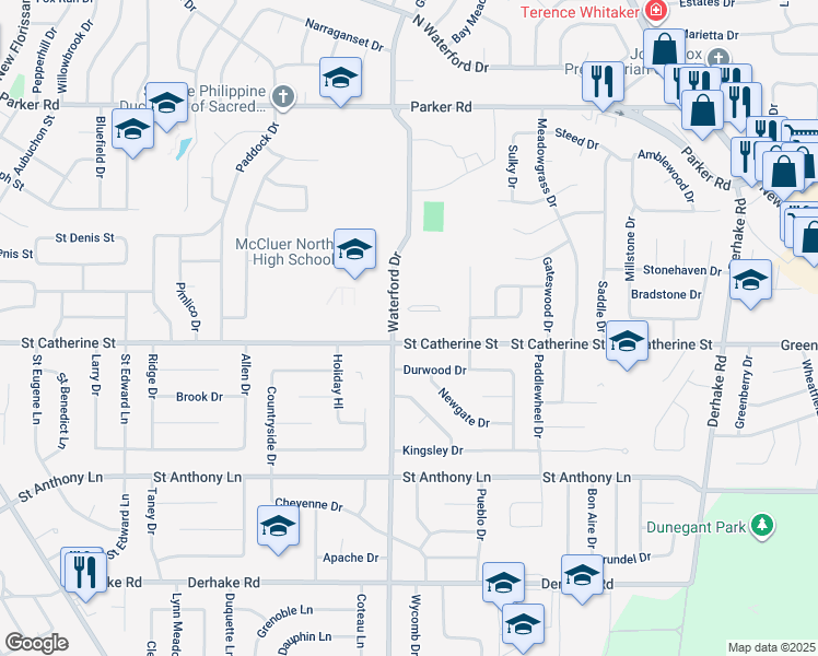 map of restaurants, bars, coffee shops, grocery stores, and more near in Florissant