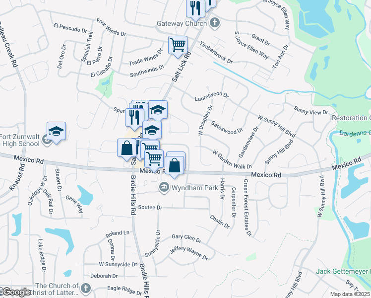 map of restaurants, bars, coffee shops, grocery stores, and more near 39 Deer Grove Drive in Saint Peters
