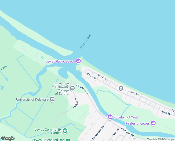 map of restaurants, bars, coffee shops, grocery stores, and more near 7 Maine Avenue in Lewes