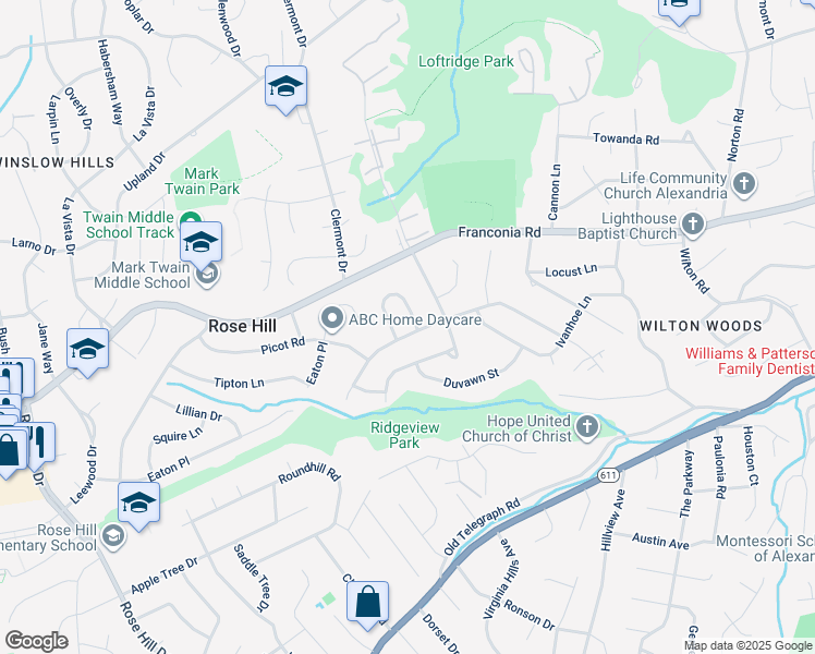 map of restaurants, bars, coffee shops, grocery stores, and more near 4208 Javins Drive in Alexandria