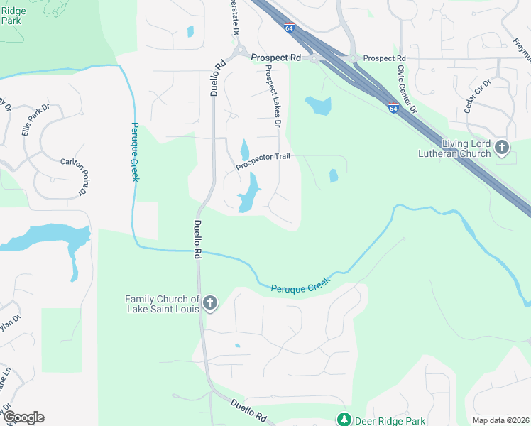 map of restaurants, bars, coffee shops, grocery stores, and more near 1543 Prospect Lakes Dr in Wentzville