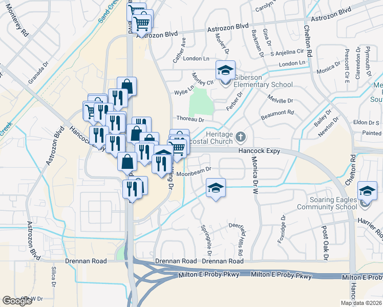 map of restaurants, bars, coffee shops, grocery stores, and more near 3024 Starlight Circle in Colorado Springs
