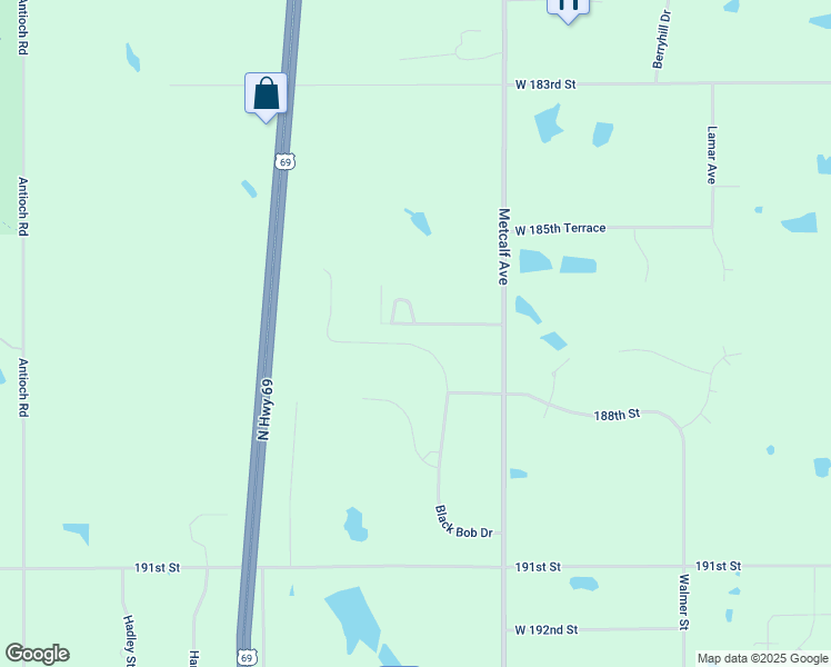 map of restaurants, bars, coffee shops, grocery stores, and more near 7212 Black Bob Drive in Stilwell
