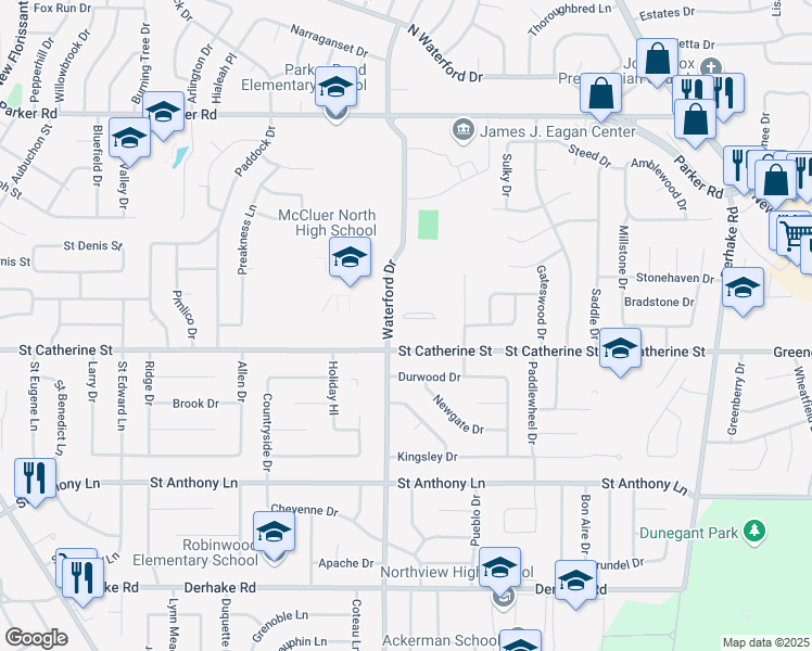 map of restaurants, bars, coffee shops, grocery stores, and more near in Florissant