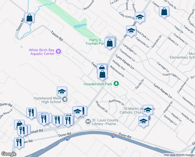 map of restaurants, bars, coffee shops, grocery stores, and more near 921 Chula Drive in Hazelwood