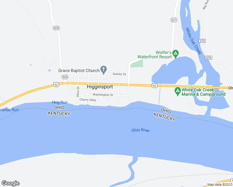 map of restaurants, bars, coffee shops, grocery stores, and more near in Higginsport