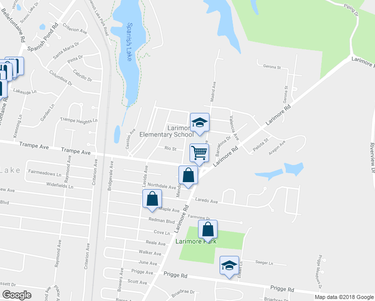 map of restaurants, bars, coffee shops, grocery stores, and more near 12020 Mendoza Avenue in St. Louis