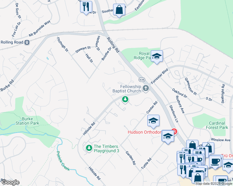 map of restaurants, bars, coffee shops, grocery stores, and more near 5931 Veranda Drive in West Springfield