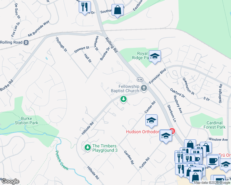 map of restaurants, bars, coffee shops, grocery stores, and more near 5931 Veranda Drive in West Springfield