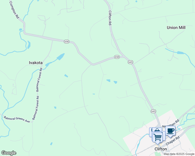 map of restaurants, bars, coffee shops, grocery stores, and more near 7000 Clifton Forest Drive in Clifton