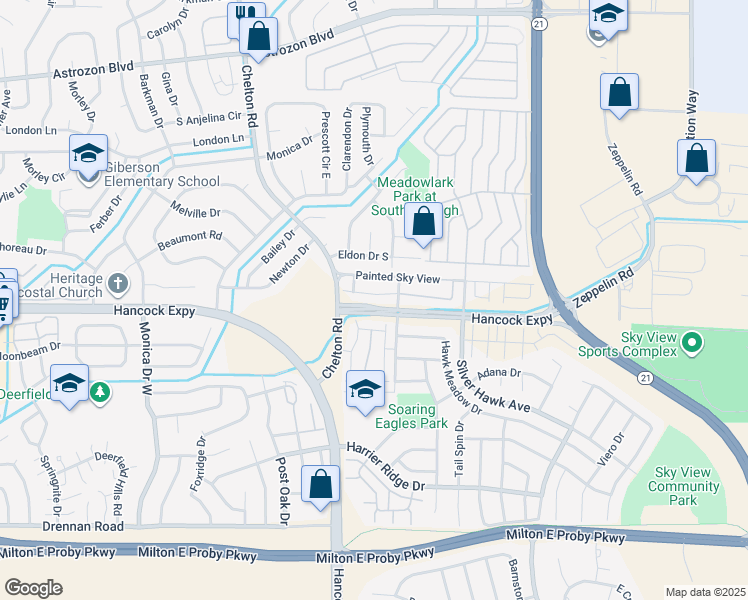 map of restaurants, bars, coffee shops, grocery stores, and more near 4819 Painted Sky View in Colorado Springs