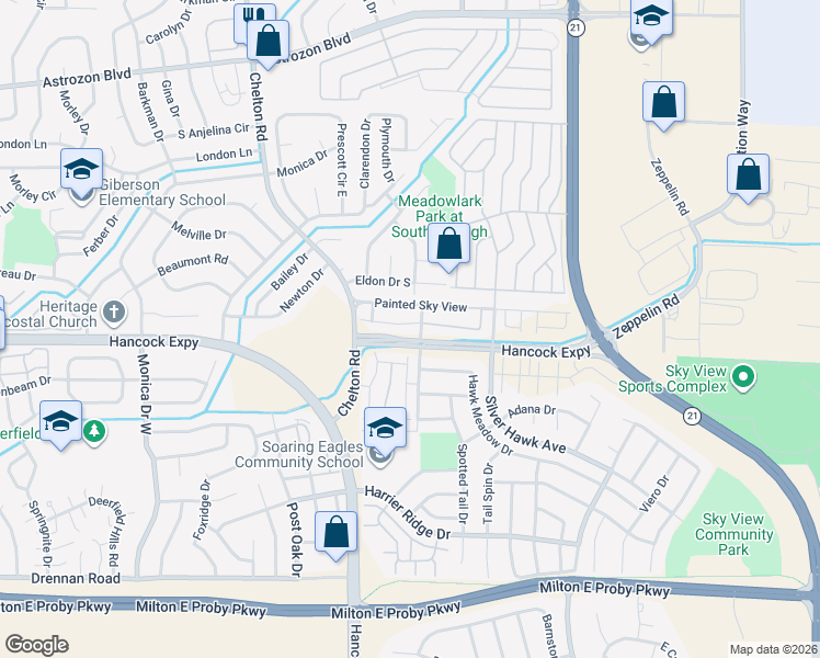 map of restaurants, bars, coffee shops, grocery stores, and more near 4924 Painted Sky View in Colorado Springs