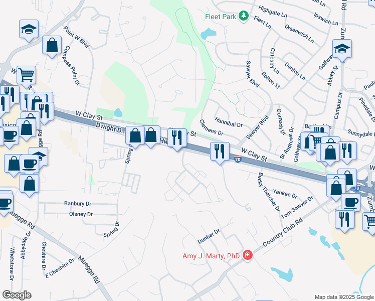 map of restaurants, bars, coffee shops, grocery stores, and more near 3545 Veterans Memorial Parkway in Saint Charles