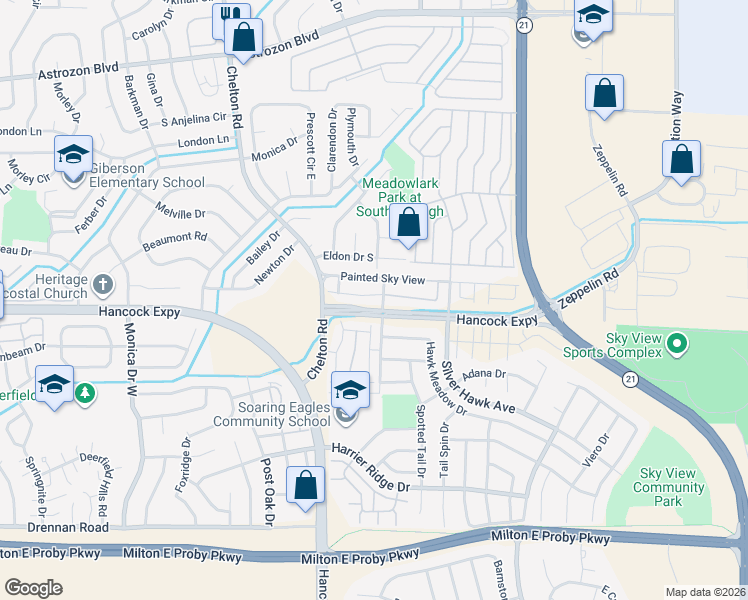 map of restaurants, bars, coffee shops, grocery stores, and more near 4924 Painted Sky View in Colorado Springs