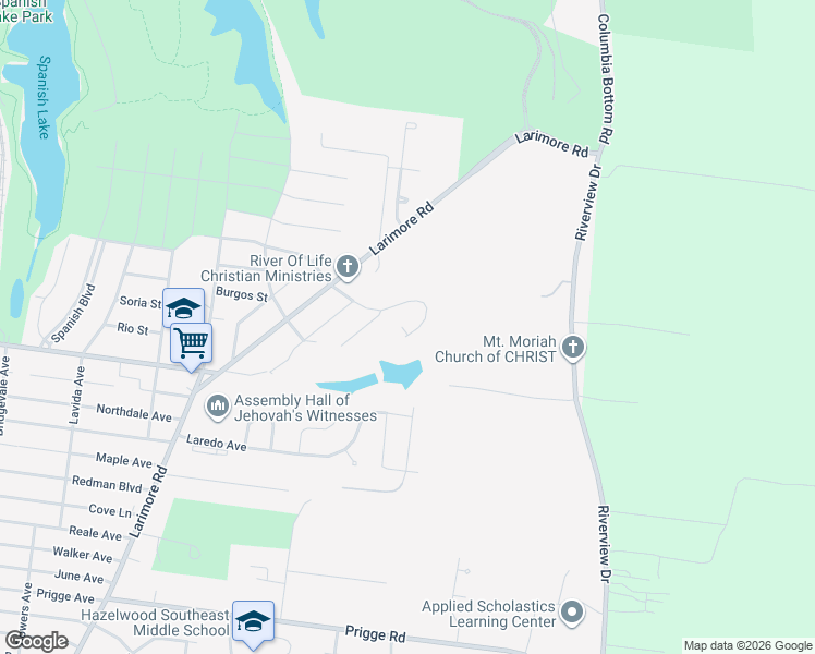 map of restaurants, bars, coffee shops, grocery stores, and more near 725 Valencia Avenue in St. Louis