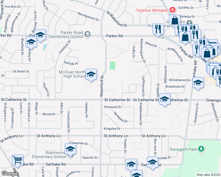 map of restaurants, bars, coffee shops, grocery stores, and more near 3013 Country Green Court in Florissant