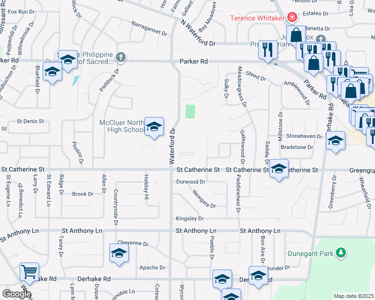 map of restaurants, bars, coffee shops, grocery stores, and more near 3013 Country Green Court in Florissant