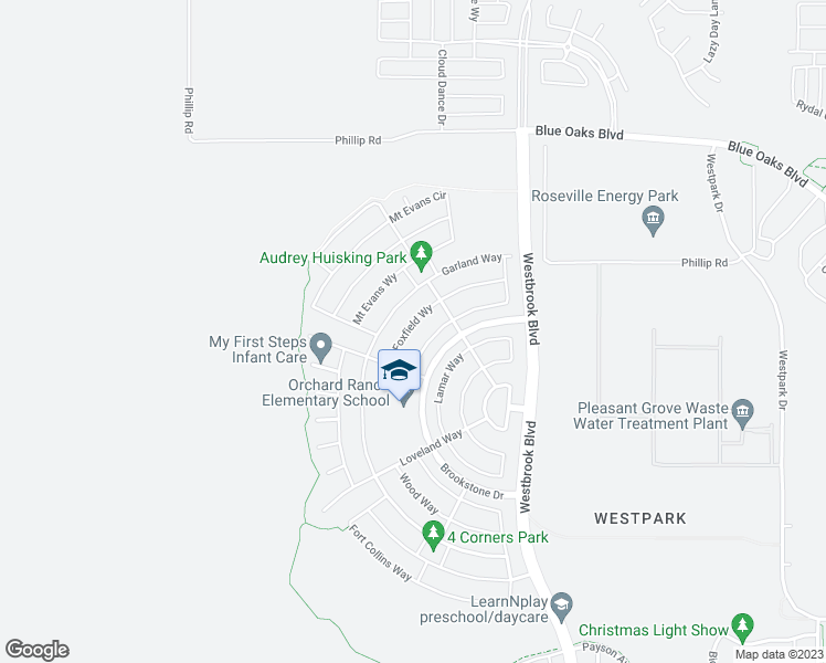map of restaurants, bars, coffee shops, grocery stores, and more near 5048 Foxfield Way in Roseville