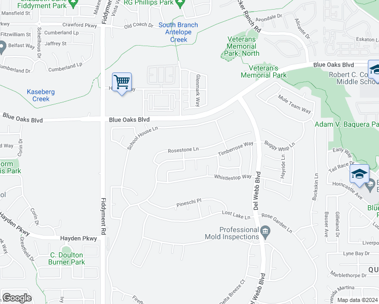 map of restaurants, bars, coffee shops, grocery stores, and more near 7736 Rosestone Lane in Roseville