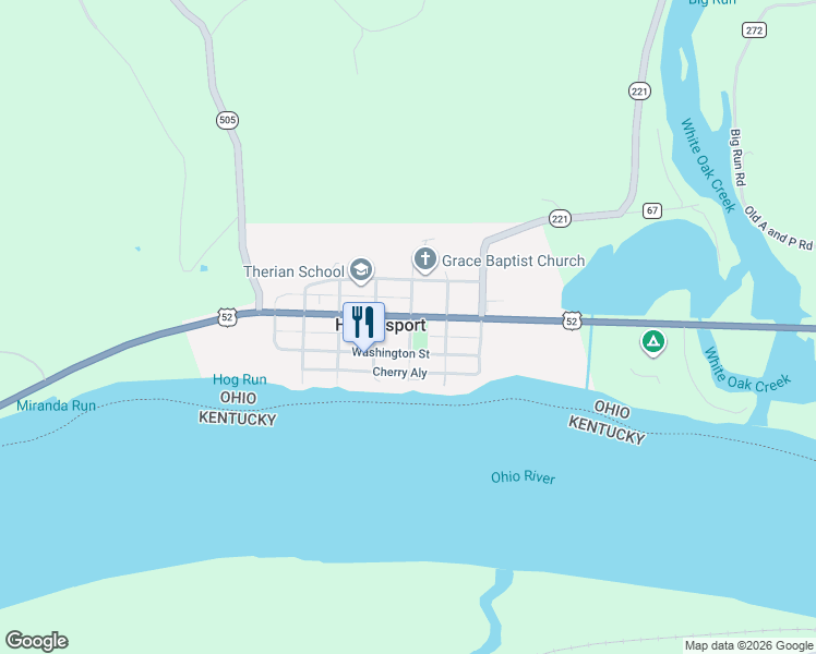 map of restaurants, bars, coffee shops, grocery stores, and more near in Higginsport