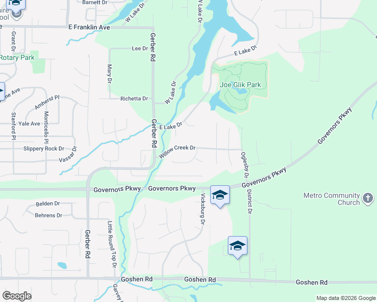 map of restaurants, bars, coffee shops, grocery stores, and more near 313 Willow Creek Drive in Edwardsville