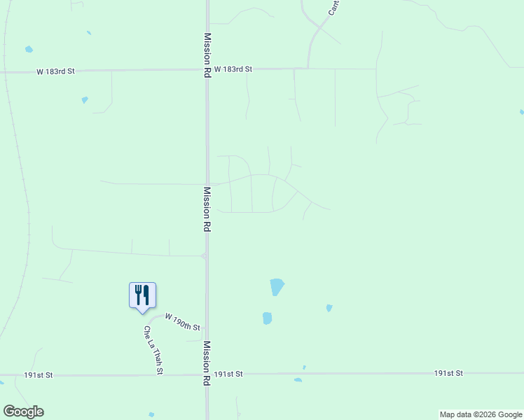 map of restaurants, bars, coffee shops, grocery stores, and more near 18703 Mission Road in Stilwell