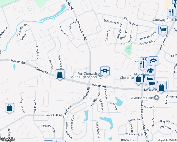 map of restaurants, bars, coffee shops, grocery stores, and more near 1748 Coupru Court in St. Peters