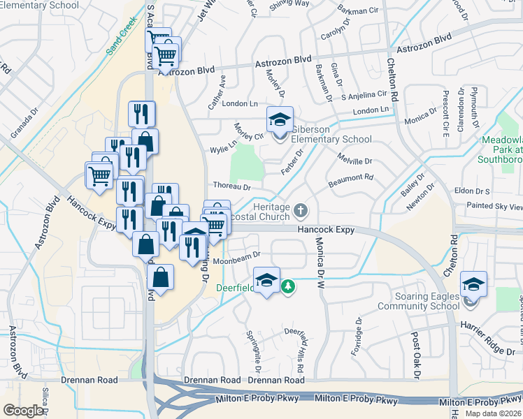 map of restaurants, bars, coffee shops, grocery stores, and more near 4137 Charleston Drive in Colorado Springs