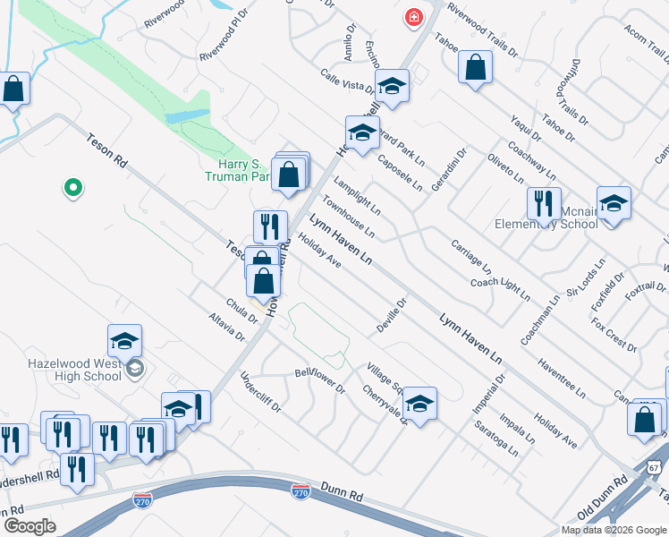 map of restaurants, bars, coffee shops, grocery stores, and more near 832 Holiday Avenue in Hazelwood