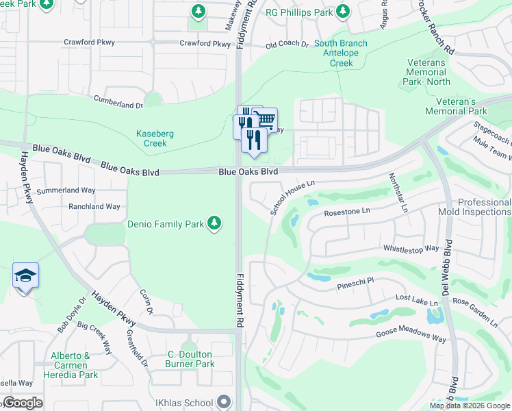 map of restaurants, bars, coffee shops, grocery stores, and more near 7349 Apple Hollow Loop in Roseville