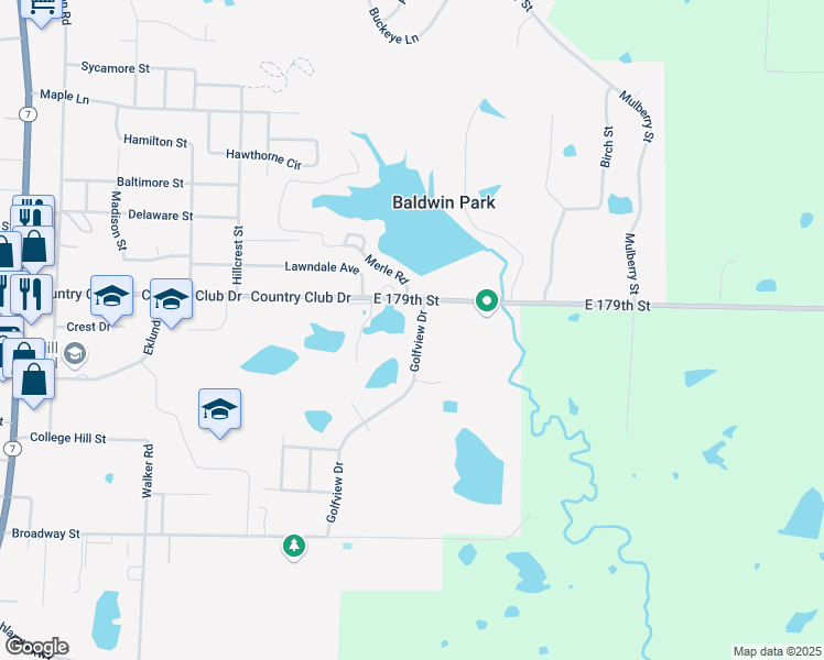 map of restaurants, bars, coffee shops, grocery stores, and more near 415 Golfview Drive in Pleasant Hill