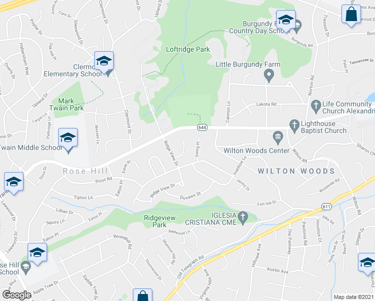 map of restaurants, bars, coffee shops, grocery stores, and more near 5914 Chevell Court in Alexandria