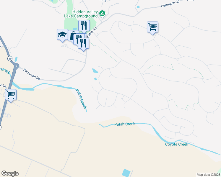 map of restaurants, bars, coffee shops, grocery stores, and more near 19486 Mountain Meadow South in Hidden Valley Lake