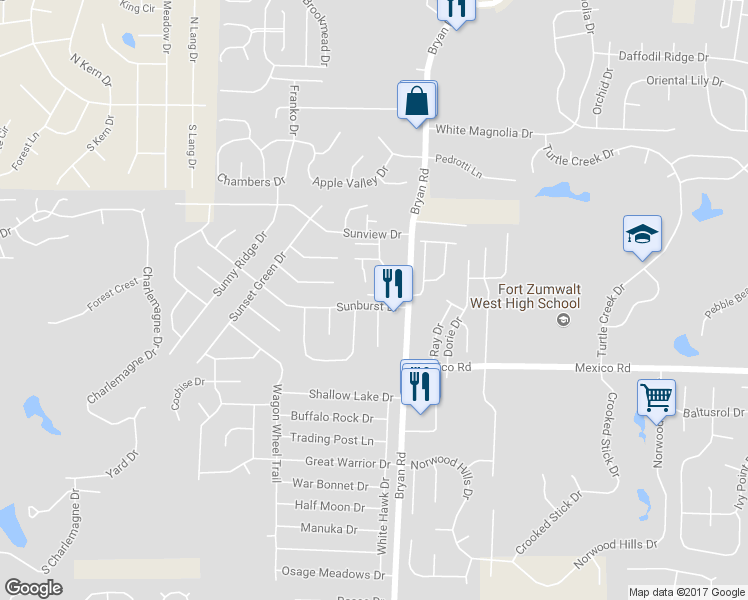 map of restaurants, bars, coffee shops, grocery stores, and more near 1341 Sunburst Drive in O'Fallon