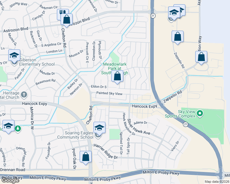 map of restaurants, bars, coffee shops, grocery stores, and more near 4924 Painted Sky View in Colorado Springs