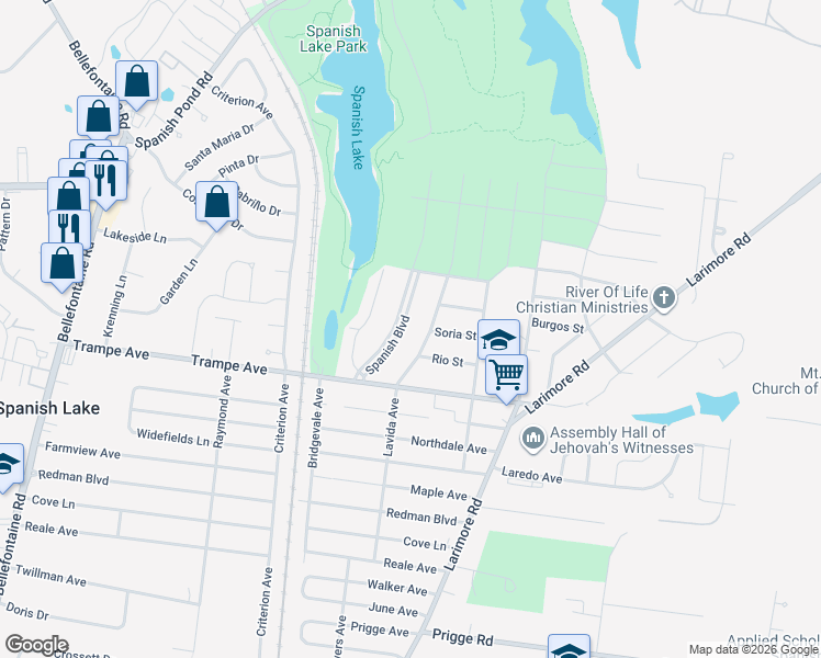 map of restaurants, bars, coffee shops, grocery stores, and more near 1198 Soria Street in St. Louis
