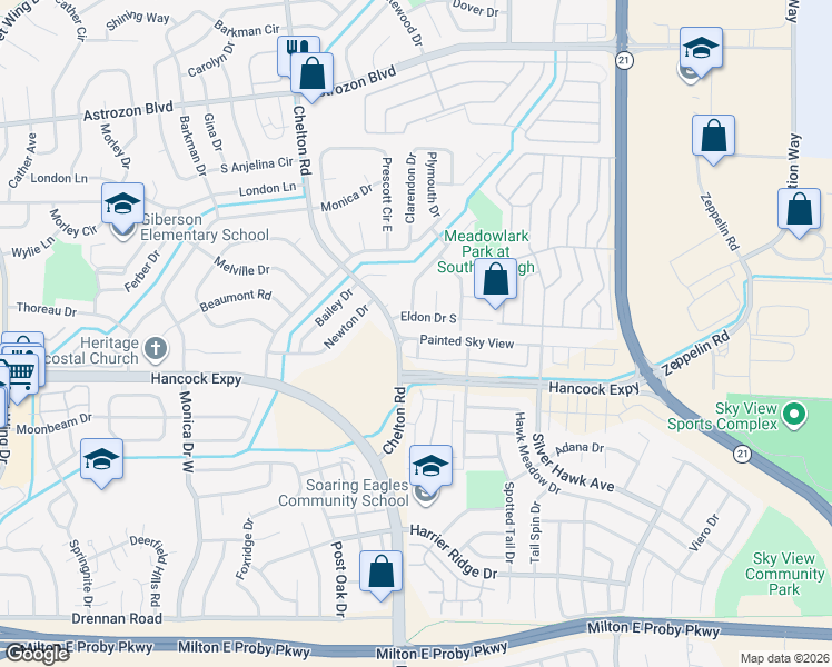 map of restaurants, bars, coffee shops, grocery stores, and more near 4819 Painted Sky View in Colorado Springs